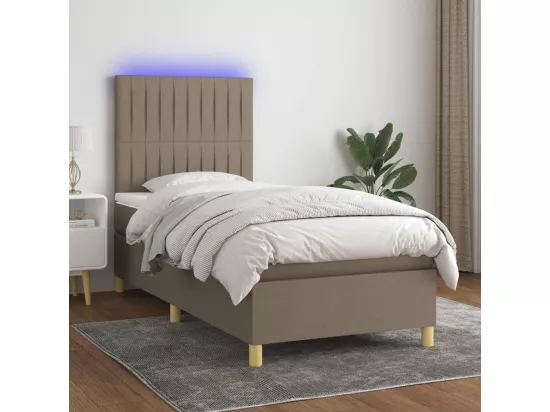 Sommier tapissier avec matelas et LED Taupe 90x190 cm Tissu