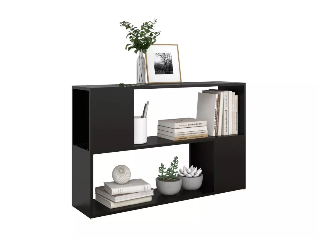 Bibliothèque Noir 100x24x63 cm Aggloméré