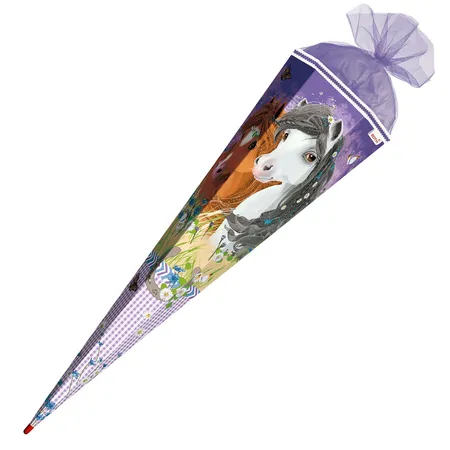 Roth Schultüte Blumenpferde mit Glitter, 85 cm, eckig
