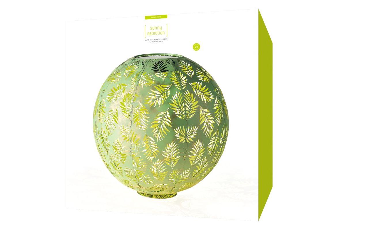 Laterne Solar Antic Ball Bamboo, Ø 40 cm, GrünSolarleuchte zum Aufstellen