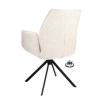 Eetkamerstoel Onne Lia linen wit jacquard stof met armleuning