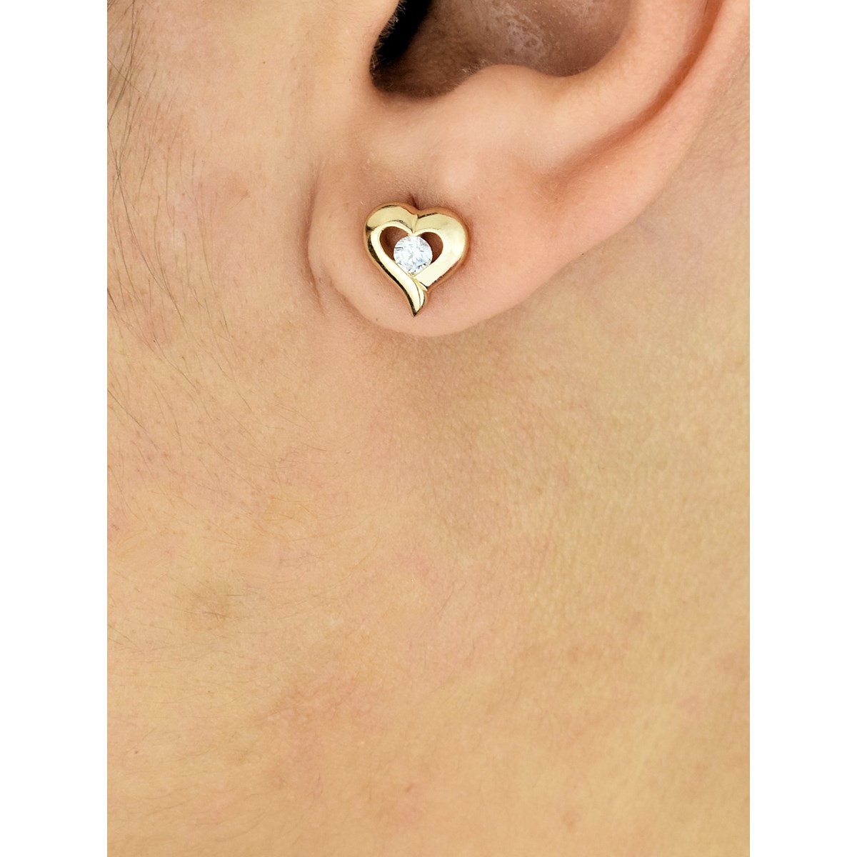 Boucles d'oreilles coeur oxyde de zirconium Plaqué OR 750 3 microns