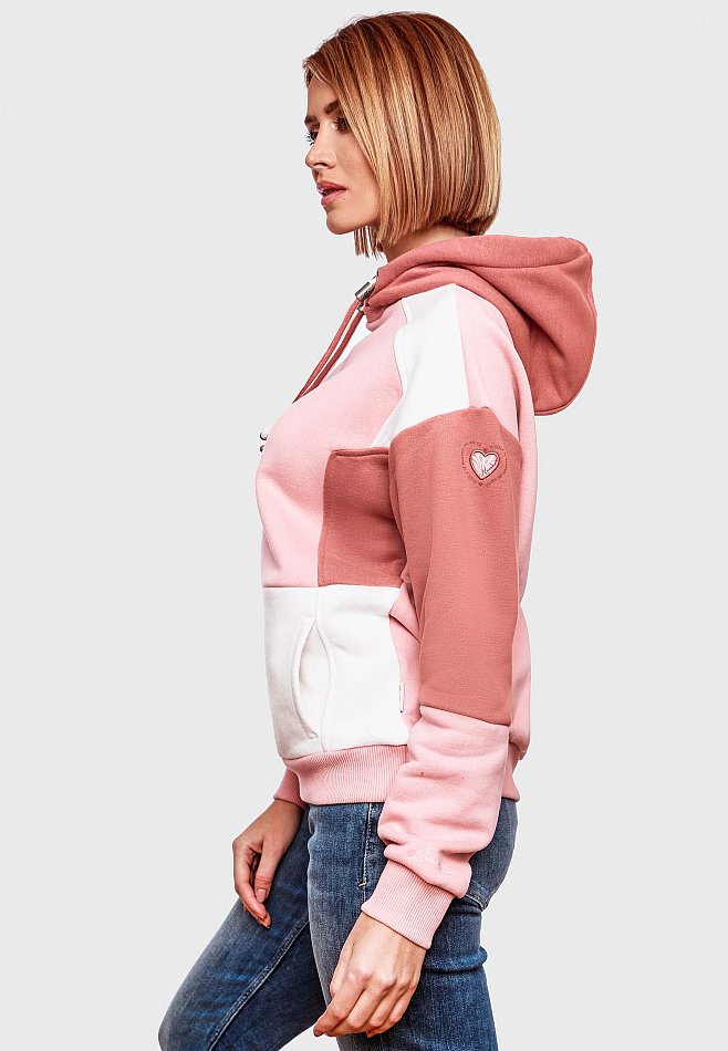 NAVAHOO Damen Kapuzensweatshirt Verspielter Hoodie Pullover im Colorblocking Look Babykätzchen