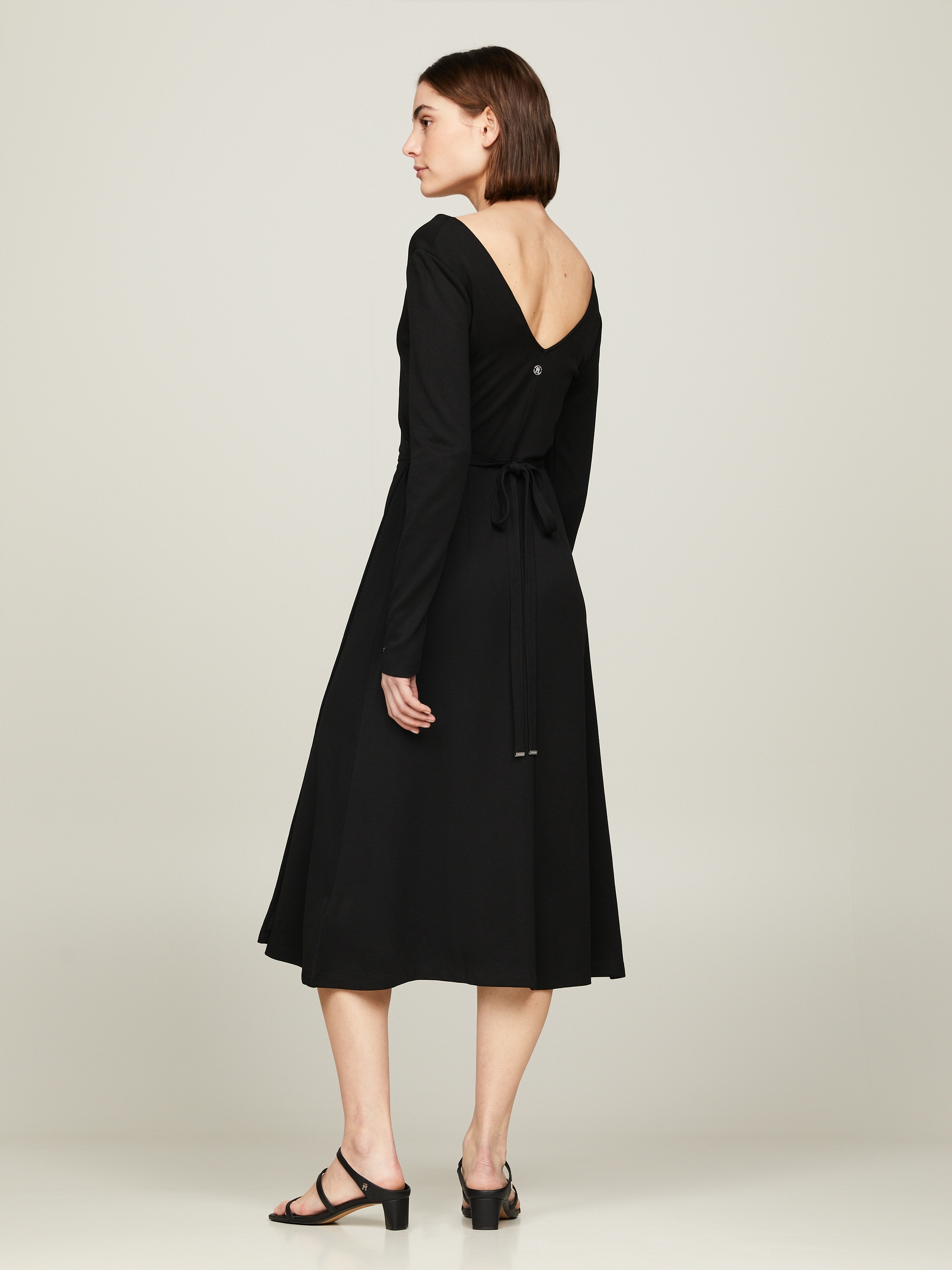 Tommy Hilfiger Wickelkleid »F&F WRAP MIDI DRESS LS« mit Bindeband