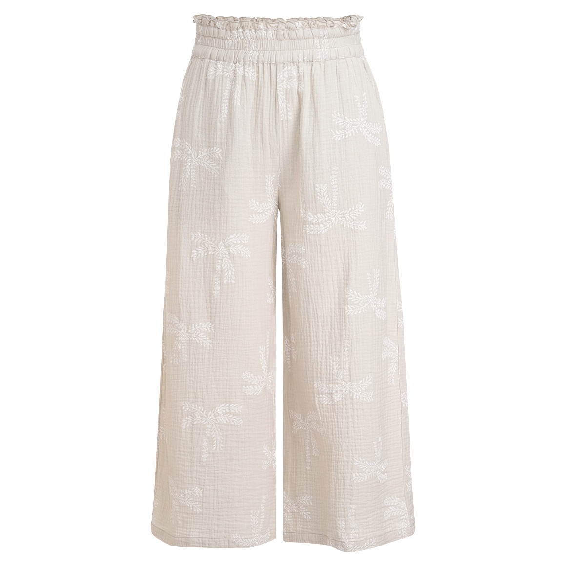 Gina Damen Musselin-Hose mit gerüschtem Bund beige