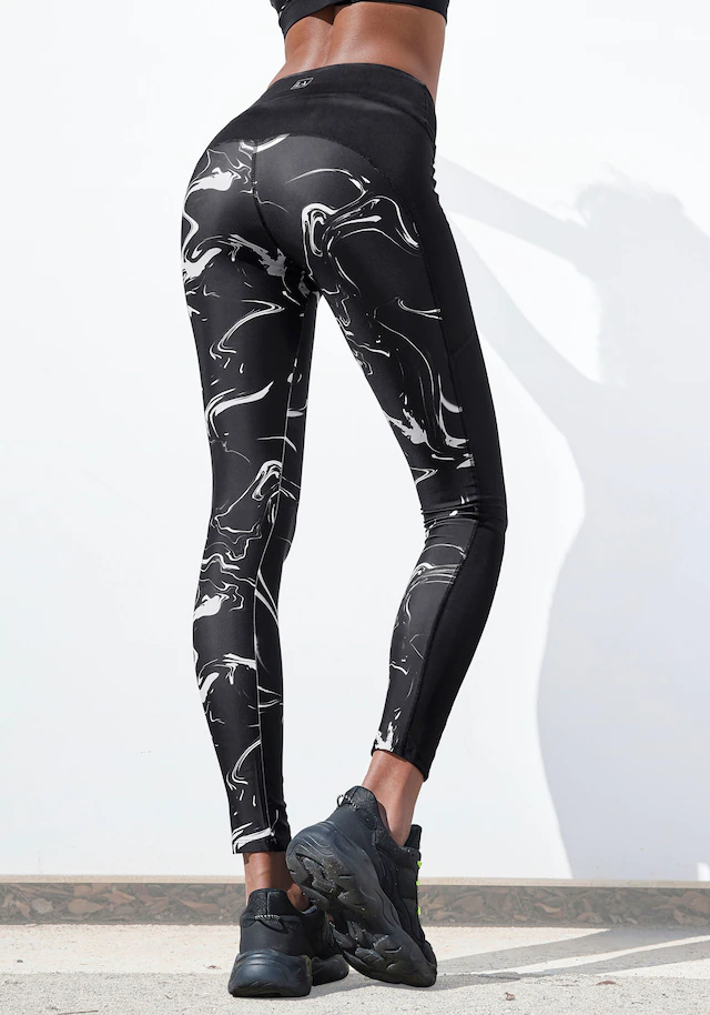 LASCANA ACTIVE Leggings »Black Marble«  Sporthose mit Mesh