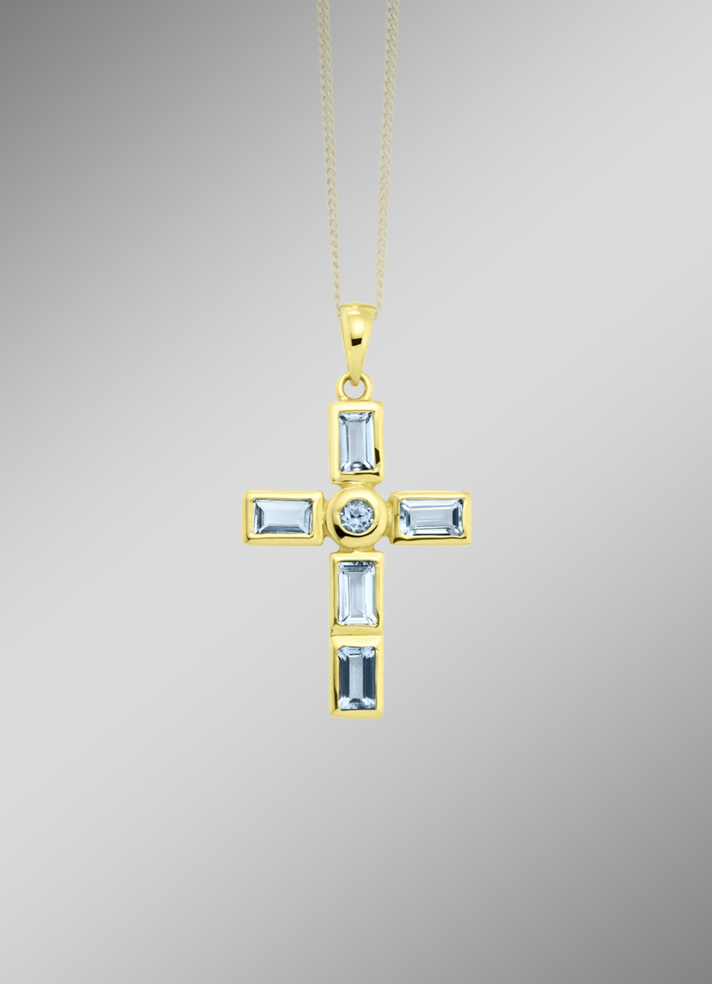 Interessanter Kreuz-Anhänger mit beh. Blautopas