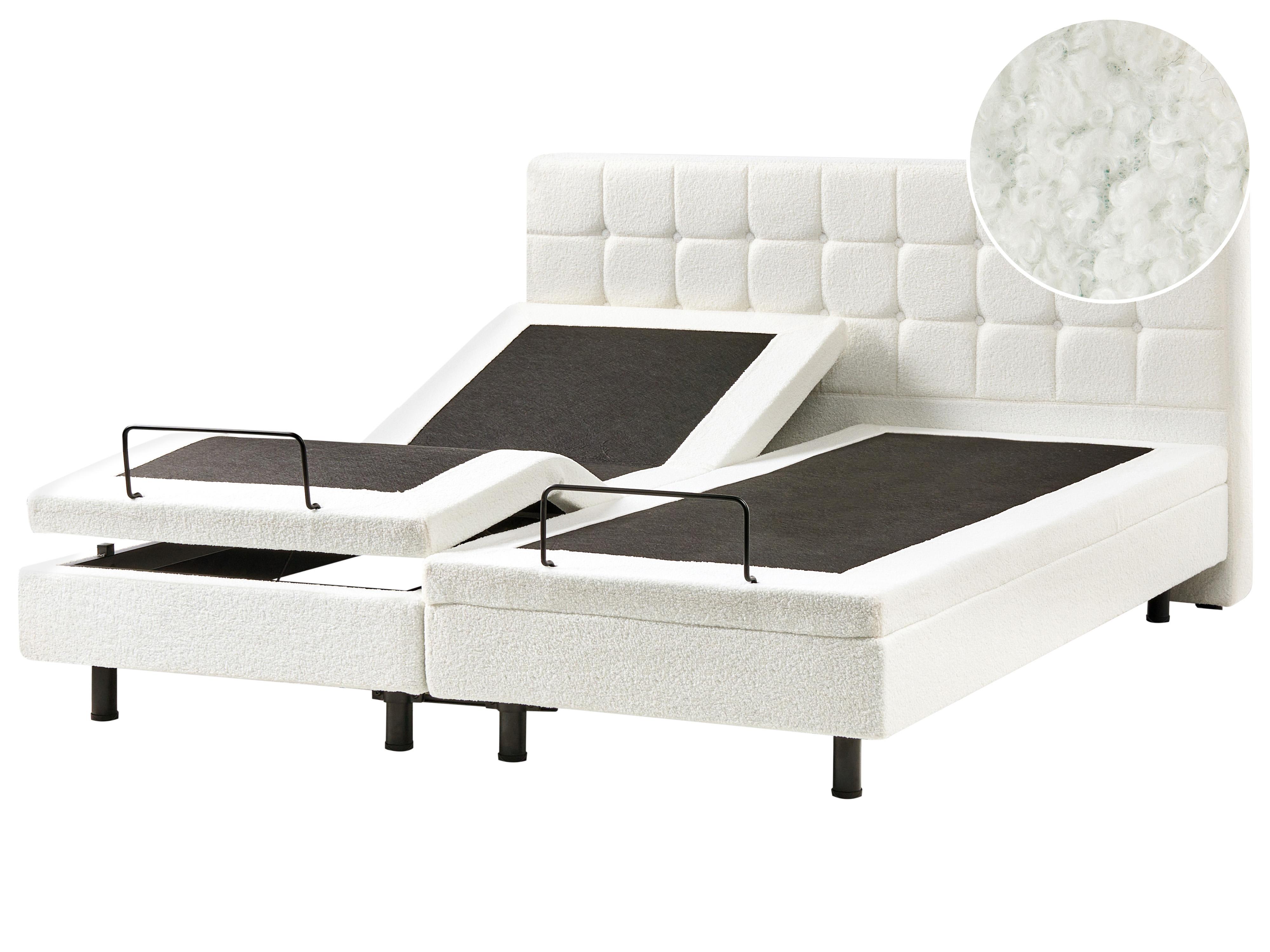 Verstelbaar bed Bouclé DUKE 180 x 200 cm Gebroken wit