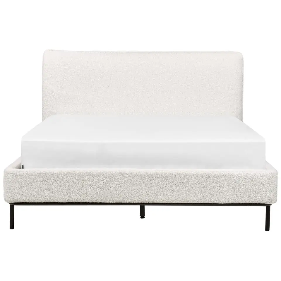 CORIO - Tweepersoonsbed - Wit - 140 x 200 cm - Bouclé