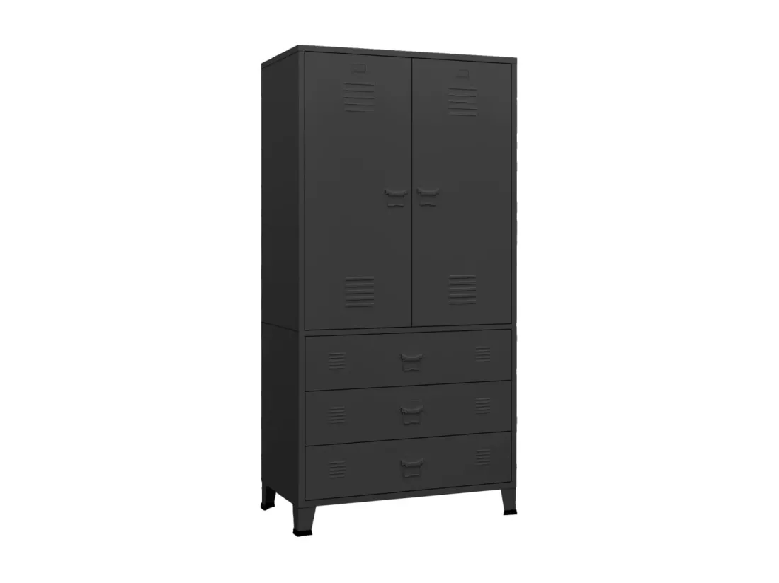 Garde-robe industrielle Noir 90x50x180 cm Métal