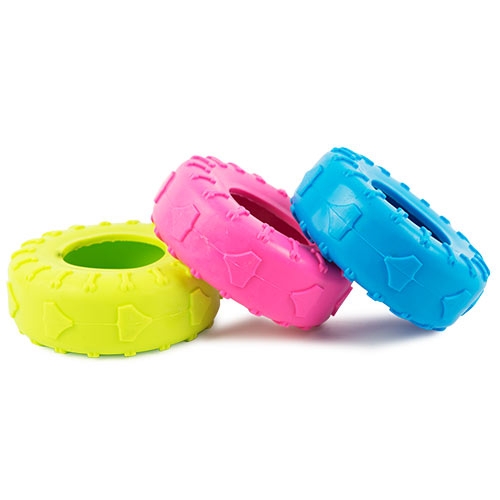 Brinquedo para cães, roda de borracha para roer, disponível em três cores aleatórias.