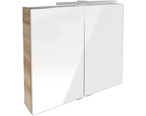 FACKELMANN B.Brillant spiegelkast, 80 x 15,1 x 68 cm, eikenhout, 2-deurs, LED, IP 20