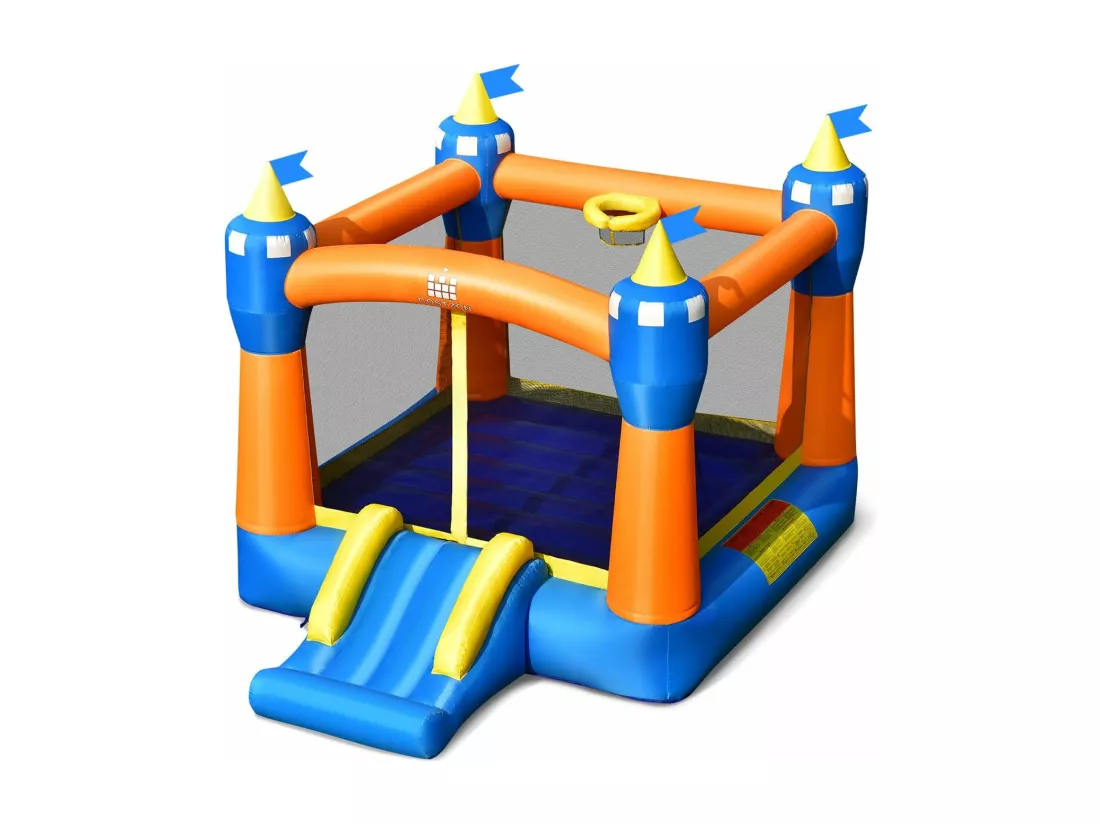 Château Gonflable avec Trampoline, Château Magique pour Enfants avec Grand Trampoline, Toboggan et Panier de Basket-Ball, pour Enfants 361 x 273 x 237 cm (sans gonfleur)