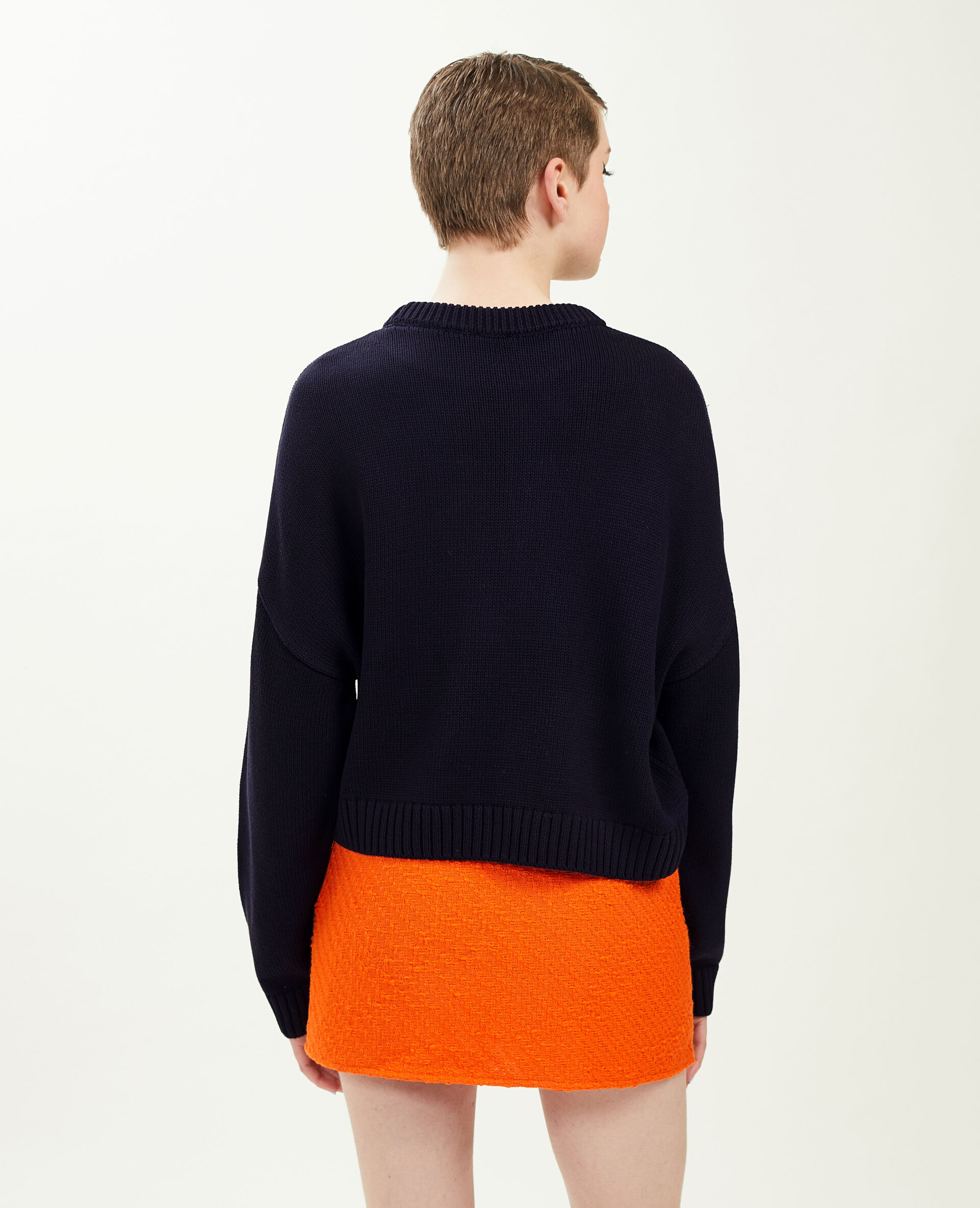 Pull court en maille - Bleu marine