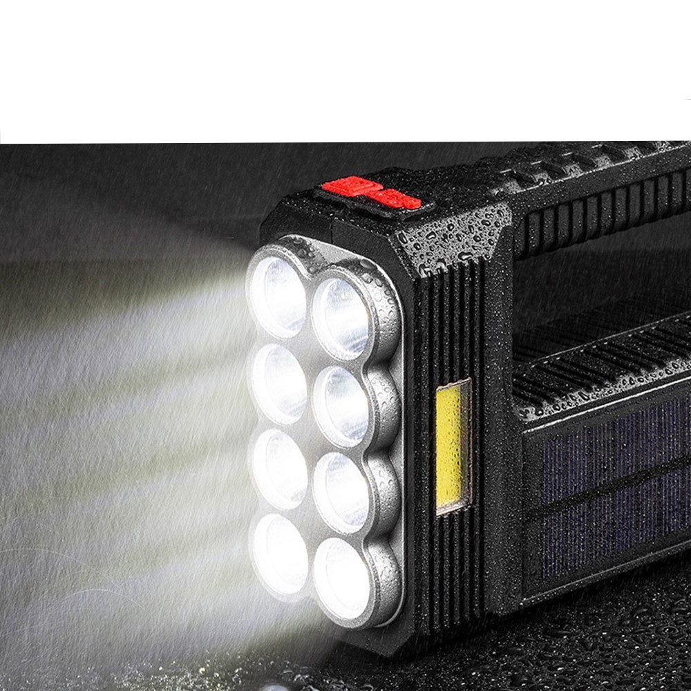 (1600Lumen) LED Solar Handscheinwerfer Arbeitsleuchte Flutlicht mit 4 Leuchtmodis - Schwarz