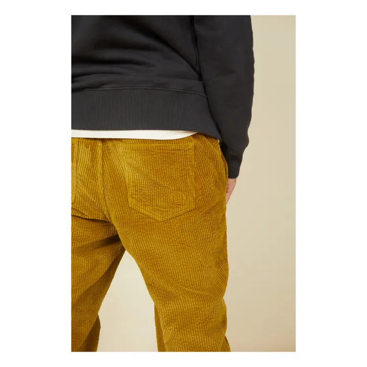 SMALLABLE BASICS Pantalon Homme Elastiqué à la Taille en Velours Côtelé | Vert olive