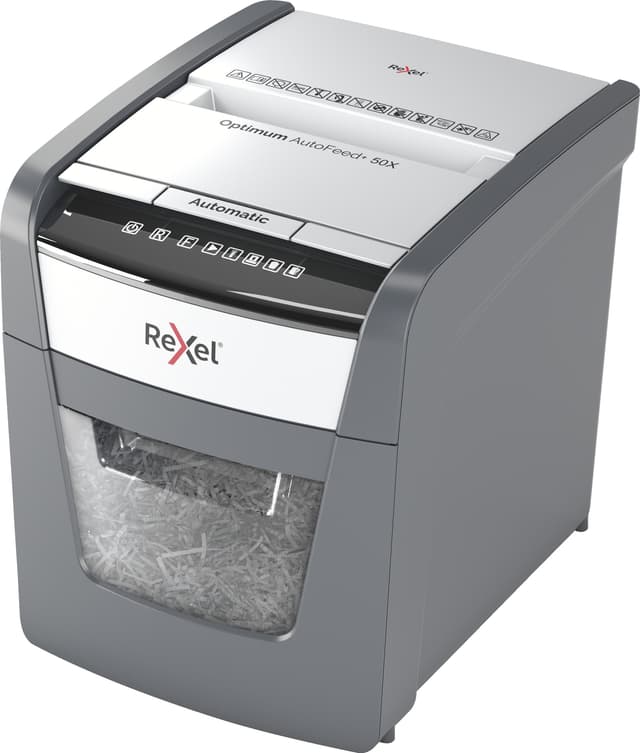 Rexel Optimum AutoFeed+ 50X tværskåret makulator