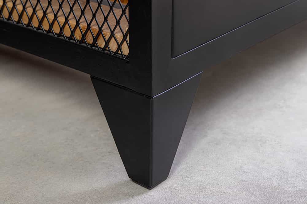 Design Weinschrank BODEGA 185cm natur schwarz Tannenholz Metall Flaschenregal