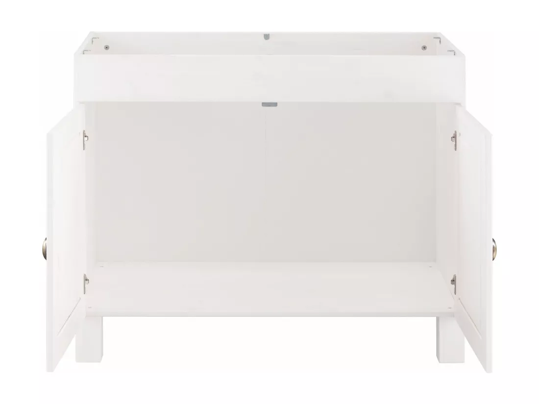 Oslo | Meuble évier 100 cm avec 2 portes en pin teinté blanc