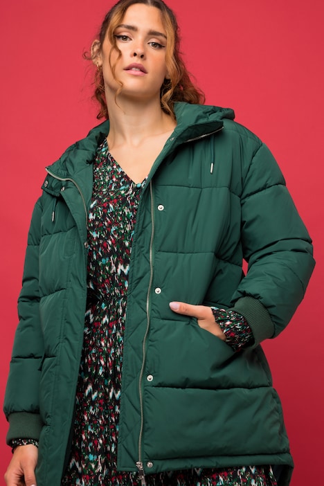 Steppjacke, oversized, Kapuze, 2-Wege-Zipper