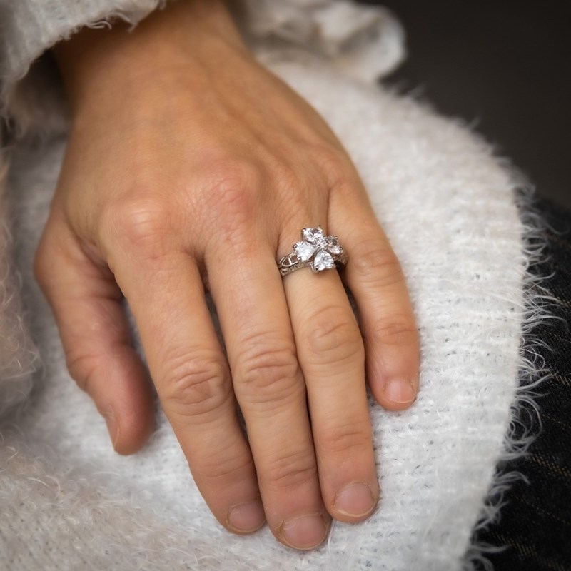 Bague Femme Rhodium Fleur SYMIA