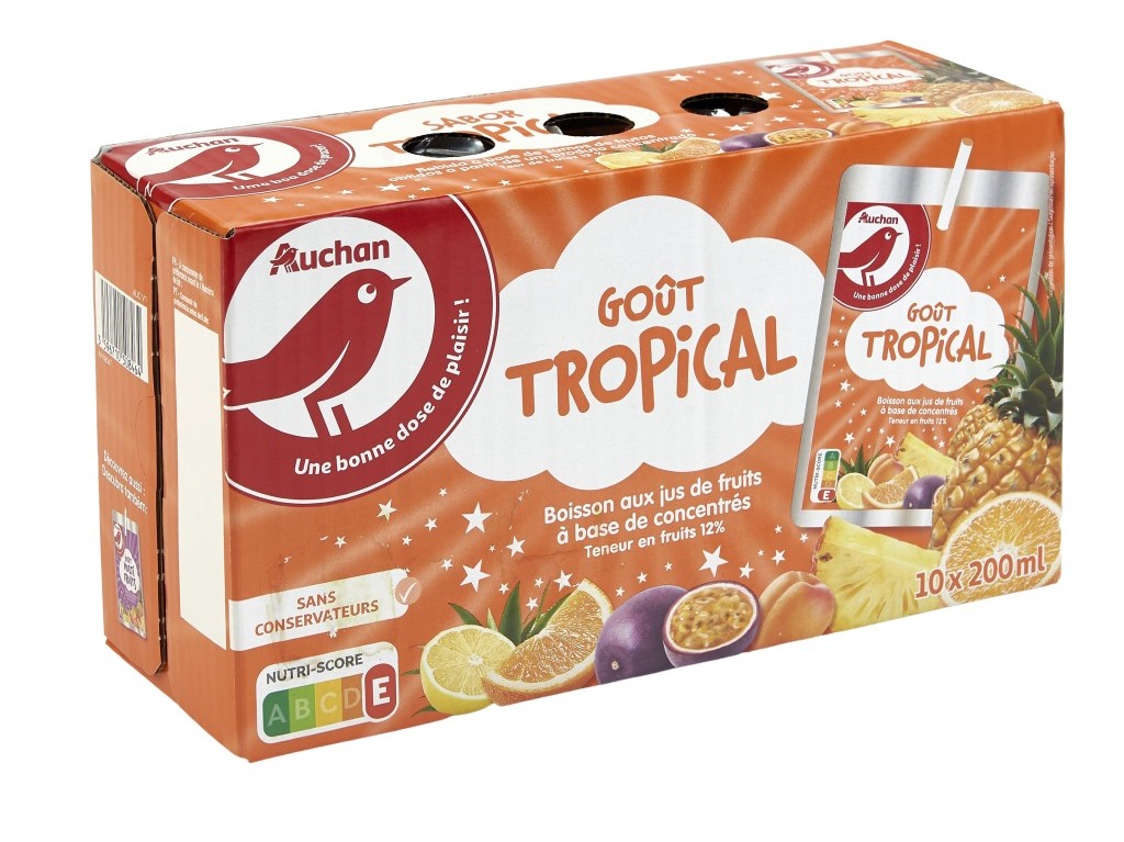 REFRIGERANTE S/GAS AUCHAN TROPICAL 10X0.20L