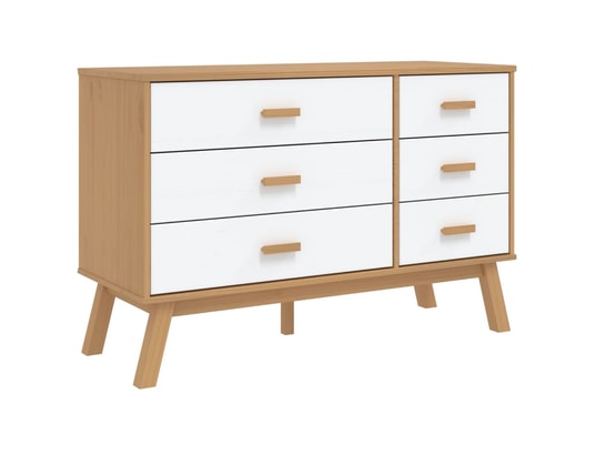 VIDAXL - Armoire à tiroirs olden blanc et marron bois de pin solide