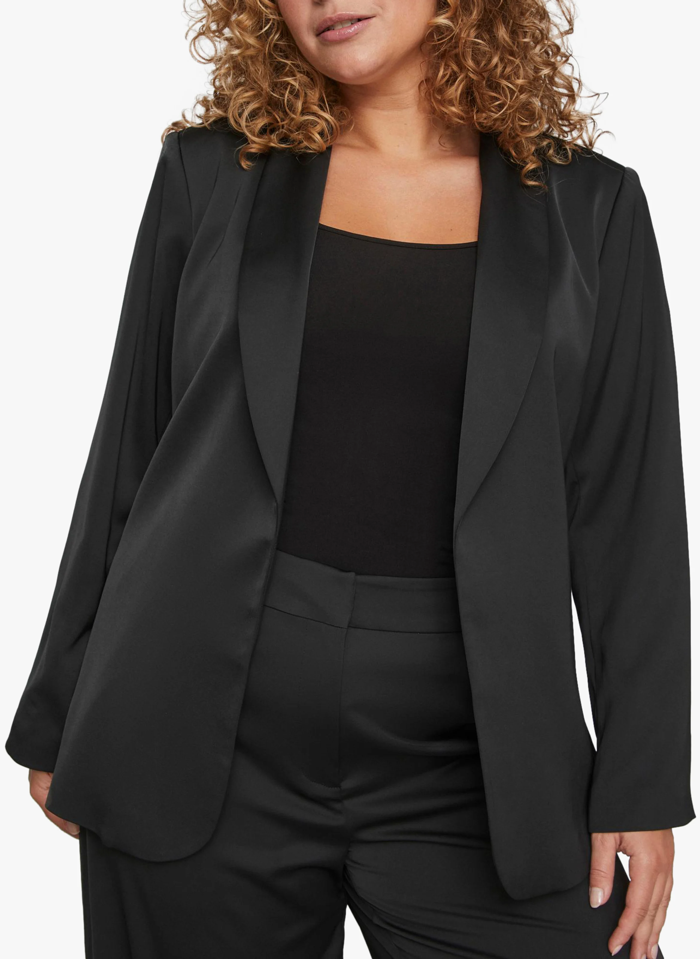 KAY - veste col tailleur satinée | Noir