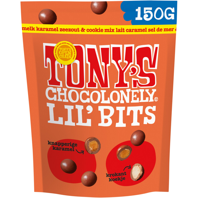 Tony's Chocolonely Lil'bits melk karamel zeezout biscuit