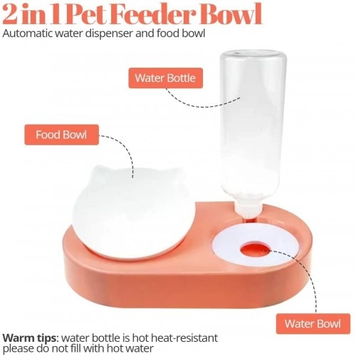 Comedouro e bebedouro elevado Edipets Modern Coral para gatos