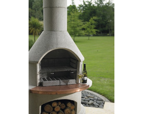 Buschbeck grillhaard Rondo 70 x 115 x 208 cm betonwit met koperen afdekking