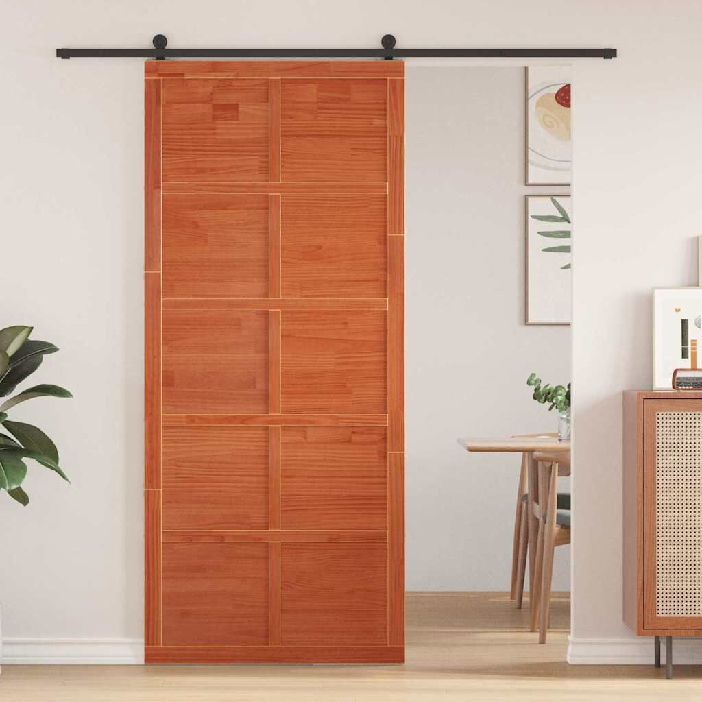 vidaXL Schuurdeur 100 x 210 cm massief grenenhout wasbruin