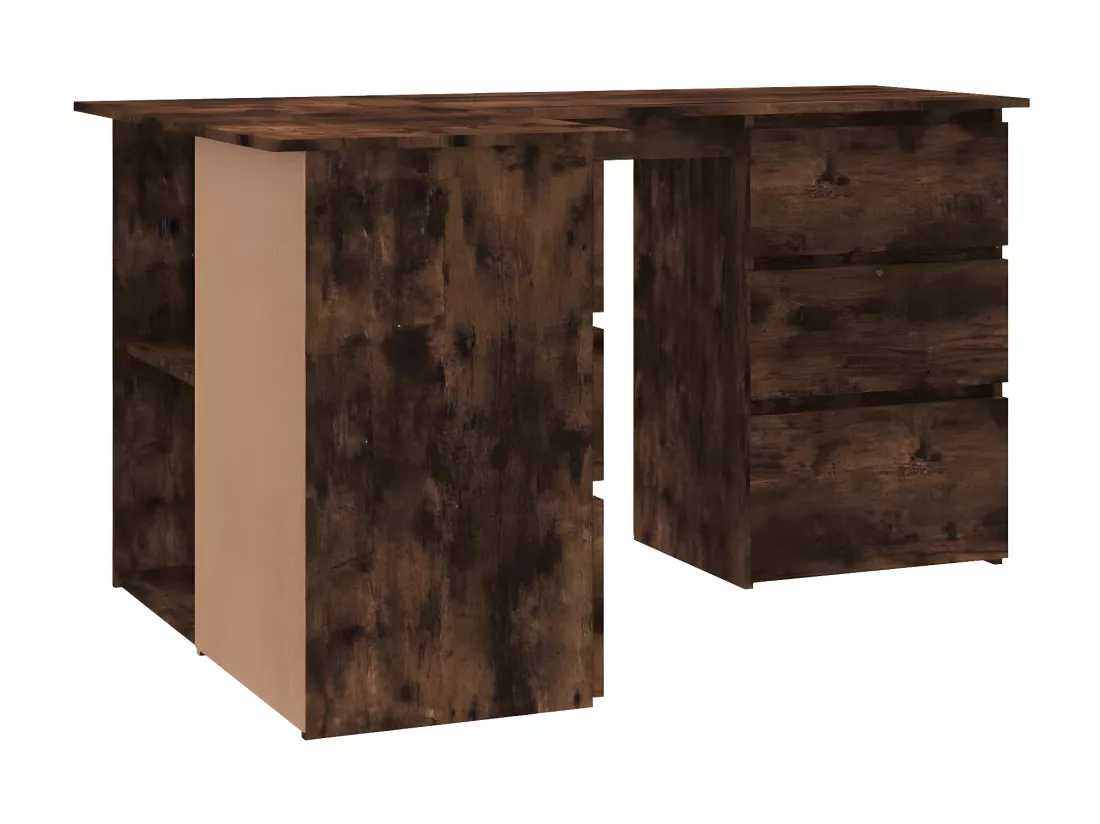 Bureau d'angle Chêne fumé 145x100x76 cm Bois d'ingénierie