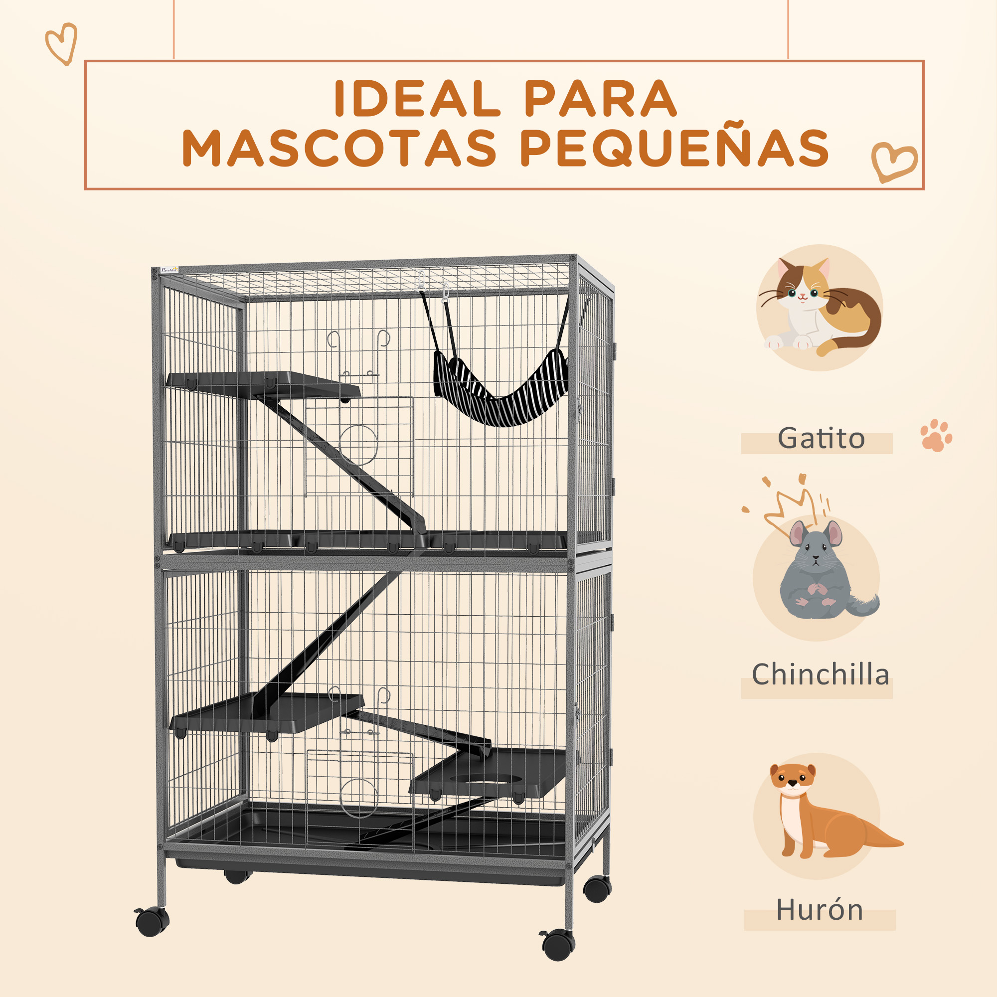 Gaiola cinza para animais PawHut