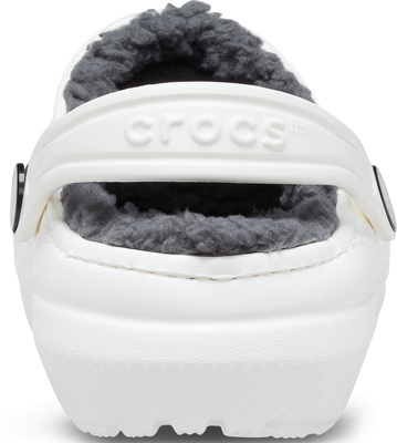 Crocs Classic Fôrede Tøfler, Hvit/Grå