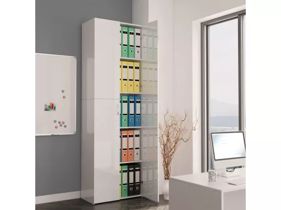 Armoire de bureau Blanc brillant 60x32x190 cm Bois d'ingénierie