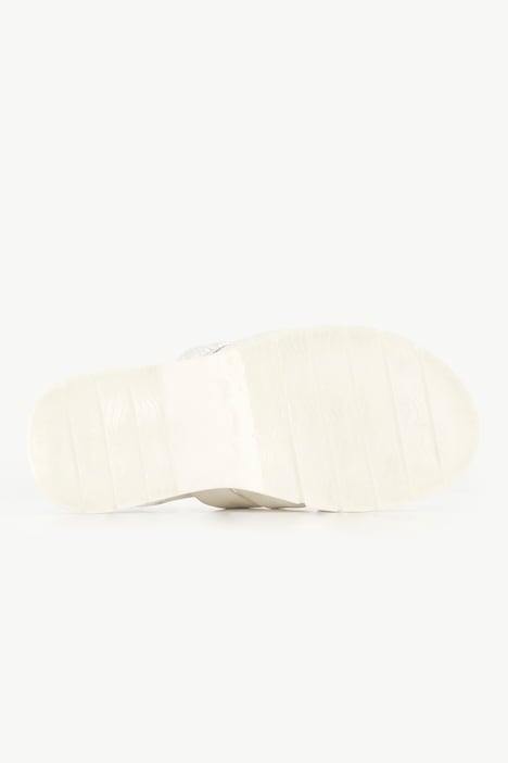 Leder-Sandaletten, Metallic-Optik, Weite H