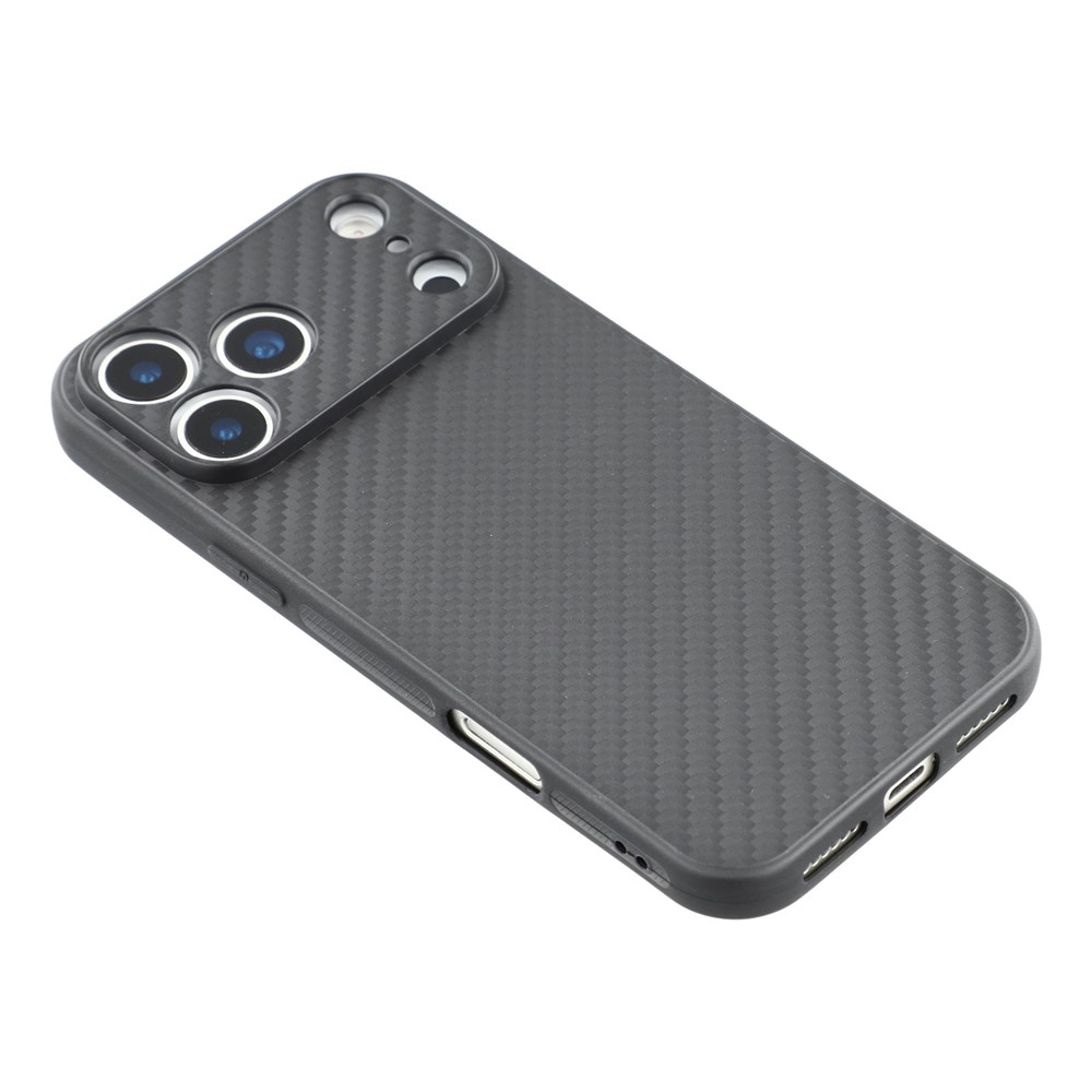 iPhone 17 Pro Max Gummi Hülle im Carbon Look - Schwarz