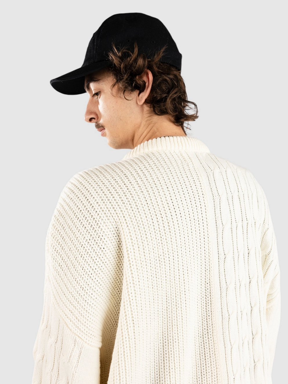 Denim Project Knitted Combined Pullover off white