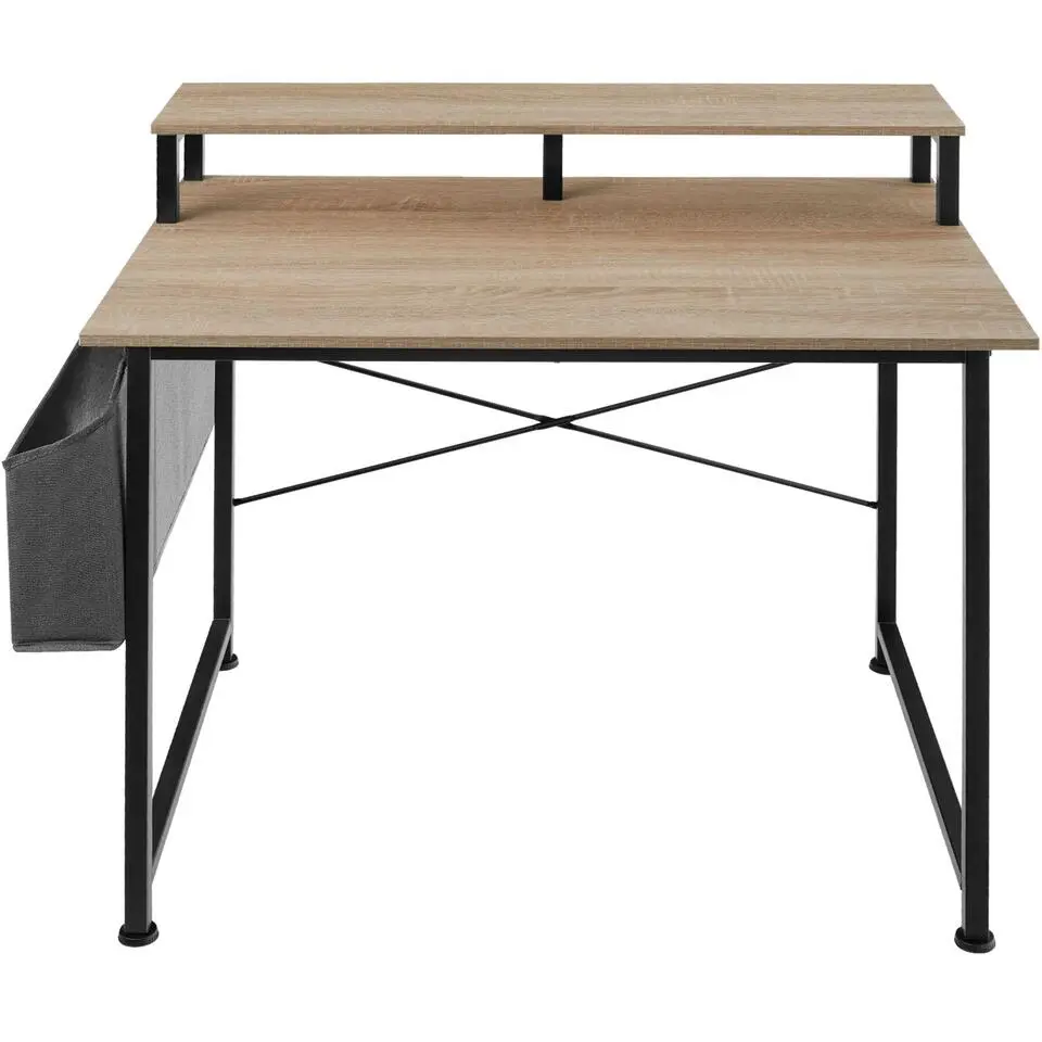 tectake Bureau met plank en organizer, Industrieel Licht Hout, Eiken Sonoma