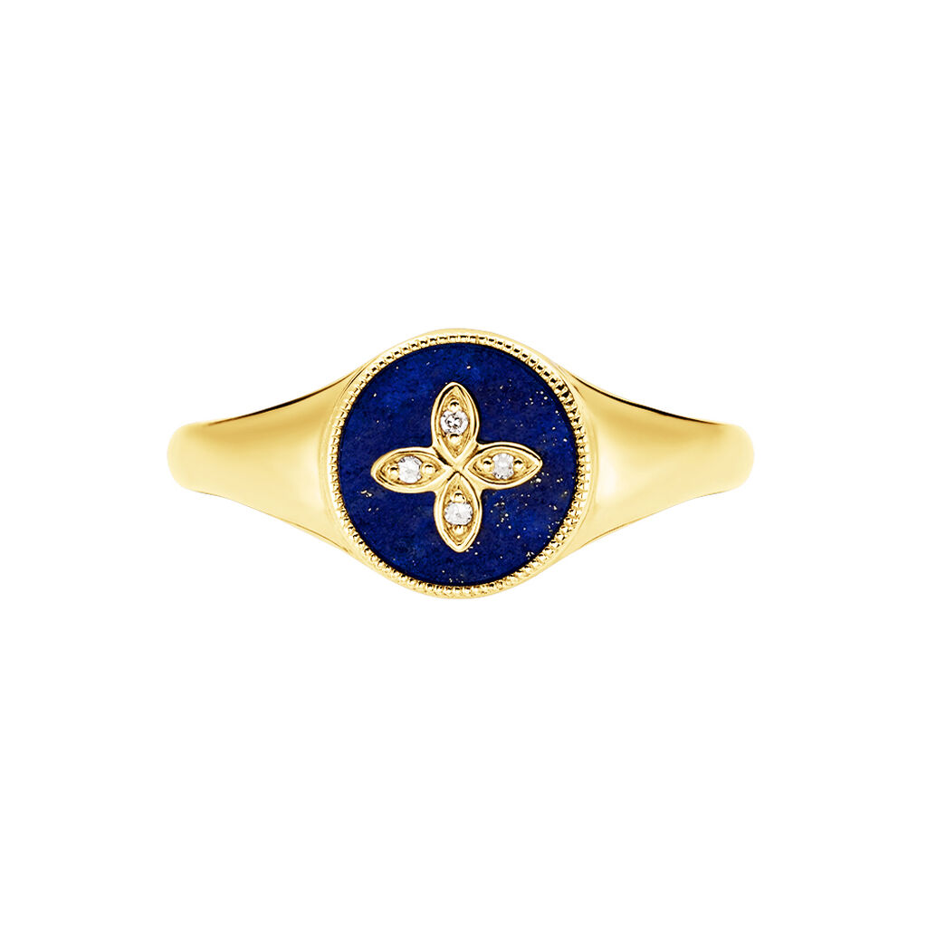 Bague Talisman Or Jaune Lapis Lazuli Diamant