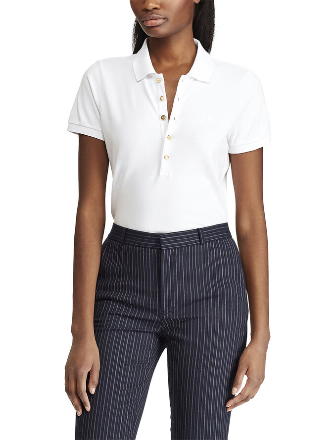 Lauren Ralph Lauren Piqu� Polo Shirt Hvid