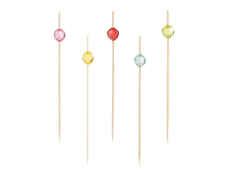 Papstar Einweg-Party-Piekser Pearl 100 Stück Beige Praktische Fingerfood-Spiesse