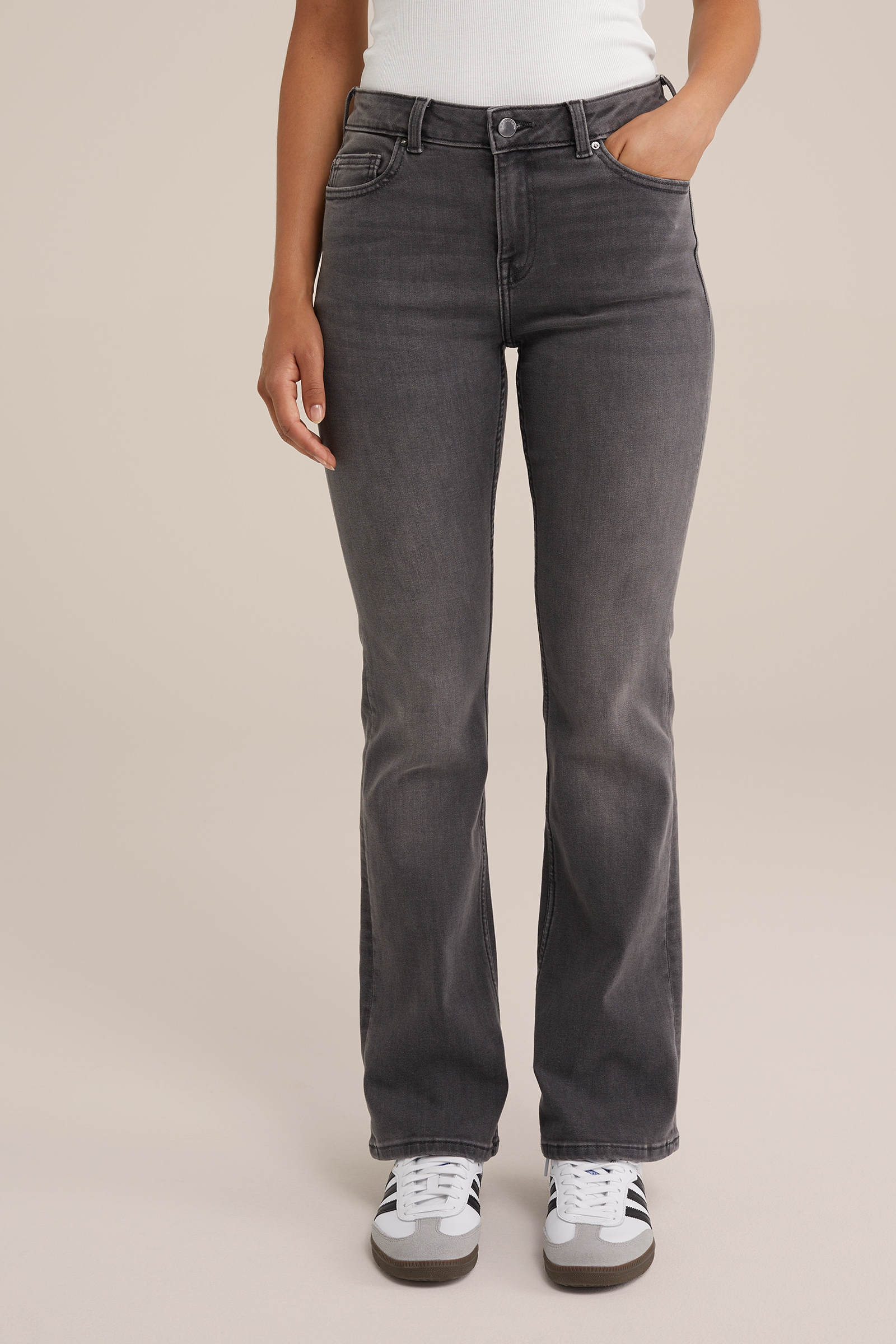 mid rise bootcut jeans met superstretch Blue Ridge Donkergrijs
