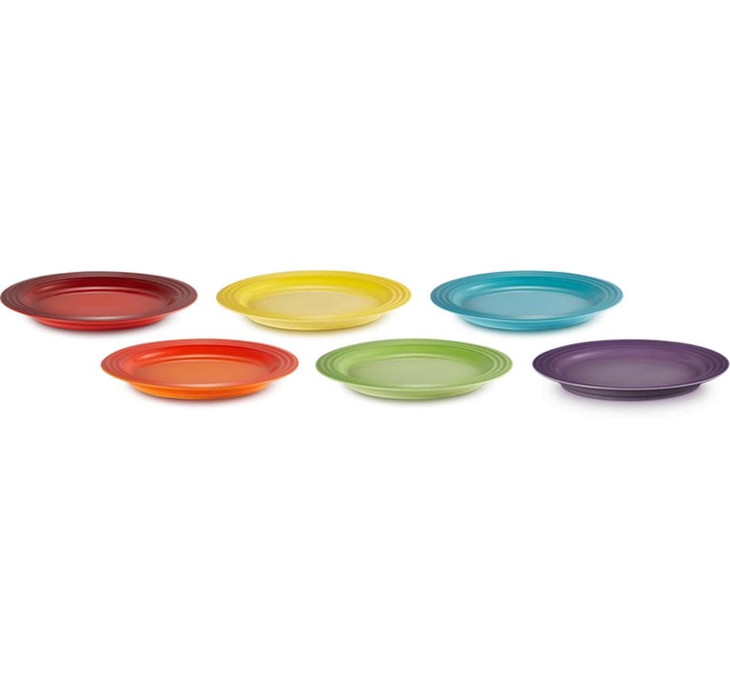 Frühstückteller Ø 22cm, 6 Stück, RegenbogenTeller-Set aus Steinzeug