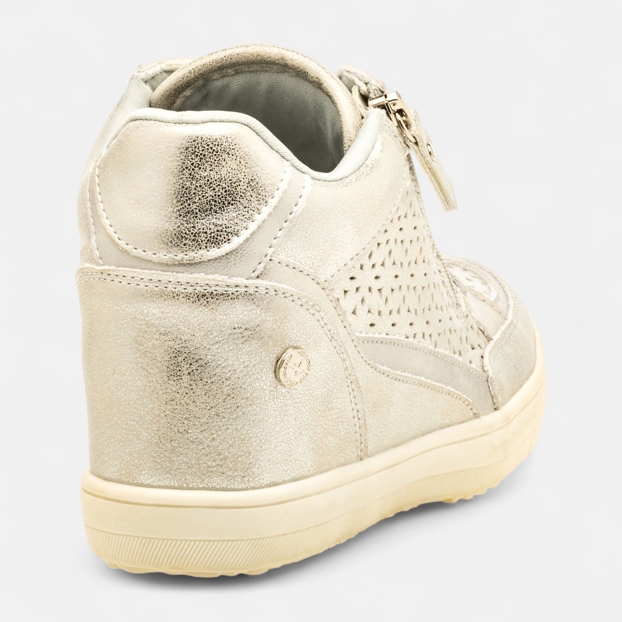 Baskets basses à talon compensé Femme argent