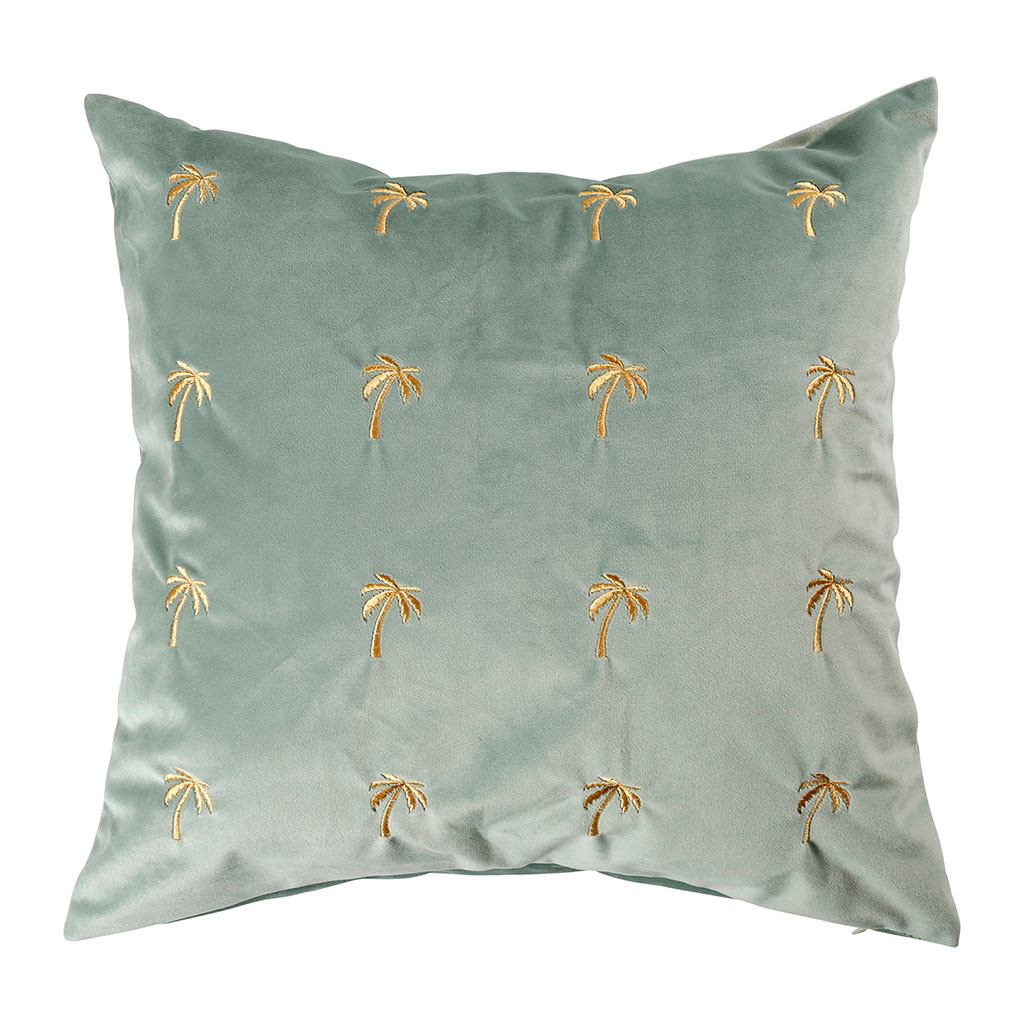 Coussin vert palmiers dorés 45x45cm