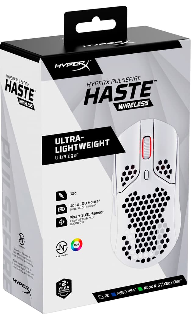 HyperX Pulsefire Haste Wireless gaming mus (hvid)