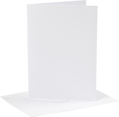 Kort Og Kuverter - Kort Str. 12,7X17,8 CM - Kuvert Str. 13,3X18,5 CM - 230 G - Hvid - 4 Sæt