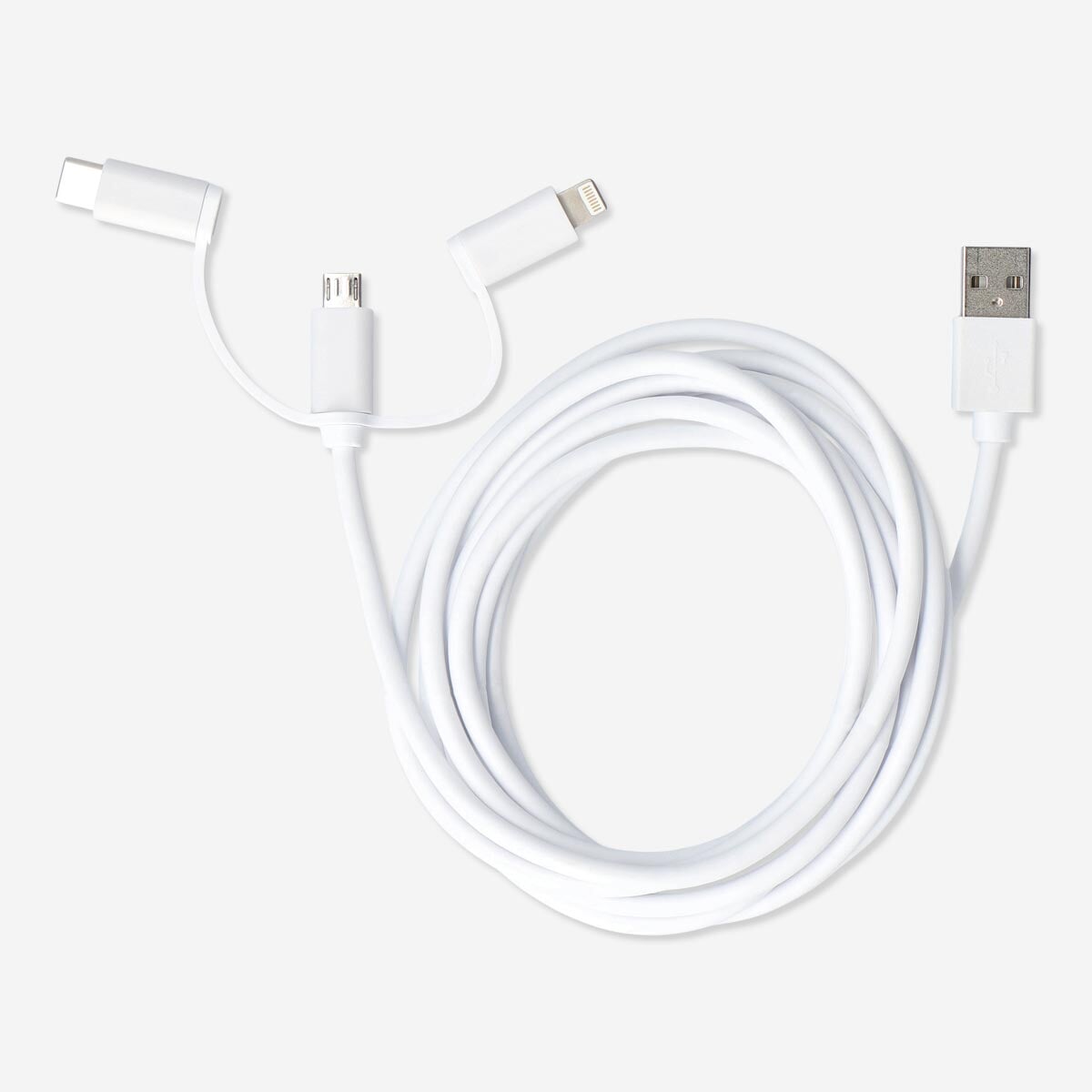 Opladningskabel. Til USB-C, Micro USB og lightning